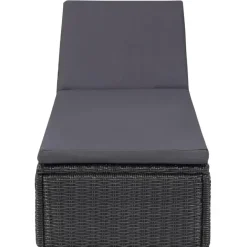 vidaXL - Zonnebed - Zwart - Poly rattan Clearance