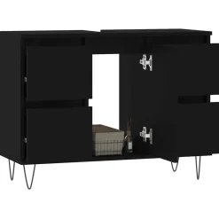 vidaXL - Zwart Wastafelonderkast - 1 deur 4 lades - Bewerkt hout - 80x33x60 cm Hot