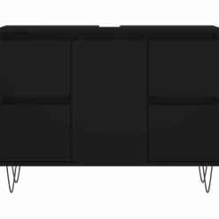 vidaXL - Zwart Wastafelonderkast - 1 deur 4 lades - Bewerkt hout - 80x33x60 cm Hot