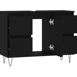 vidaXL - Zwart Wastafelonderkast - 1 deur 4 lades - Bewerkt hout - 80x33x60 cm Hot