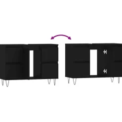 vidaXL - Zwart Wastafelonderkast - 1 deur 4 lades - Bewerkt hout - 80x33x60 cm Hot