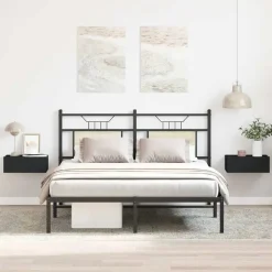 vidaXL - Zwevend Nachtkastje - Zwart - Bewerkt hout - 2 stuks New