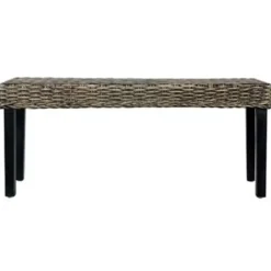 vidaXL Bankje 110 cm natuurlijk kubu rattan en massief mangohout zwart Outlet