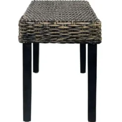 vidaXL Bankje 110 cm natuurlijk kubu rattan en massief mangohout zwart Outlet