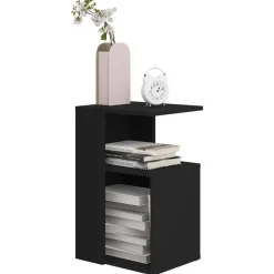 vidaXL Bijzettafel - Modern - Zwart - Bewerkt hout - 36x30x56 cm Online