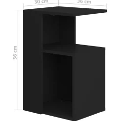 vidaXL Bijzettafel - Modern - Zwart - Bewerkt hout - 36x30x56 cm Online