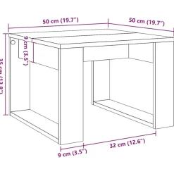 vidaXL Bijzettafel - Salontafel - U-porten - Artisanaal eiken - 50x50x35 cm Sale