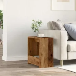vidaXL Bijzettafel met opbergruimte - Oud hout - Bewerkt hout - 50x26x50 cm Online