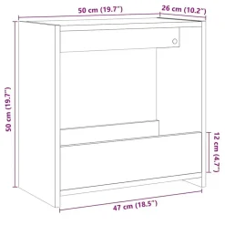 vidaXL Bijzettafel met opbergruimte - Oud hout - Bewerkt hout - 50x26x50 cm Online