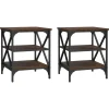vidaXL Bijzettafels - Industrieel - Bruin eiken - Hout - 40x42x50 cm - Set van 2 New
