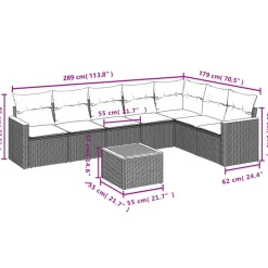 vidaXL 8-delige Loungeset kussens - hout armsteun & salontafel - Grijs Best