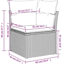 vidaXL 8-delige Loungeset kussens - hout armsteun & salontafel - Grijs Best