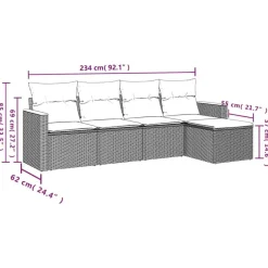 vidaXL 5-delige Loungeset met kussens en kruk - hout armsteun - Grijs Clearance