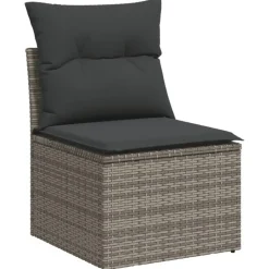 vidaXL 6-delige Loungeset met kussens en hout armsteun - Grijs