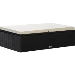 vidaXL 2-delige Loungeset met kussens poly rattan zwart