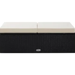 vidaXL 2-delige Loungeset met kussens poly rattan zwart