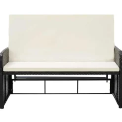 vidaXL 2-delige Loungeset met kussens poly rattan zwart