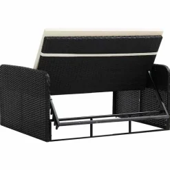 vidaXL 2-delige Loungeset met kussens poly rattan zwart