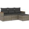 vidaXL 4-delige Loungeset met kussens en kruk - hout armsteun - Grijs Best