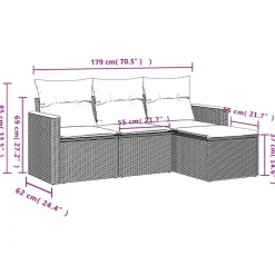 vidaXL 4-delige Loungeset met kussens en kruk - hout armsteun - Grijs Best