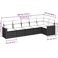 vidaXL 6-delige Loungeset voor 6 met kussens - Gris - Poly rattan Hot