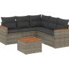 vidaXL 6-delige Loungeset voor 5 met kussens en salontafel - Grijs - Poly rattan New