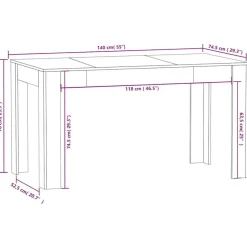 vidaXL Eettafel - Gerookt eiken - Bewerkt hout - 140x74.5x76 cm New
