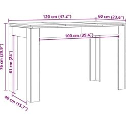 vidaXL Eettafel - Rechthoekige tafel - Artisanaal eiken - Hout - 120x60x76 cm Clearance