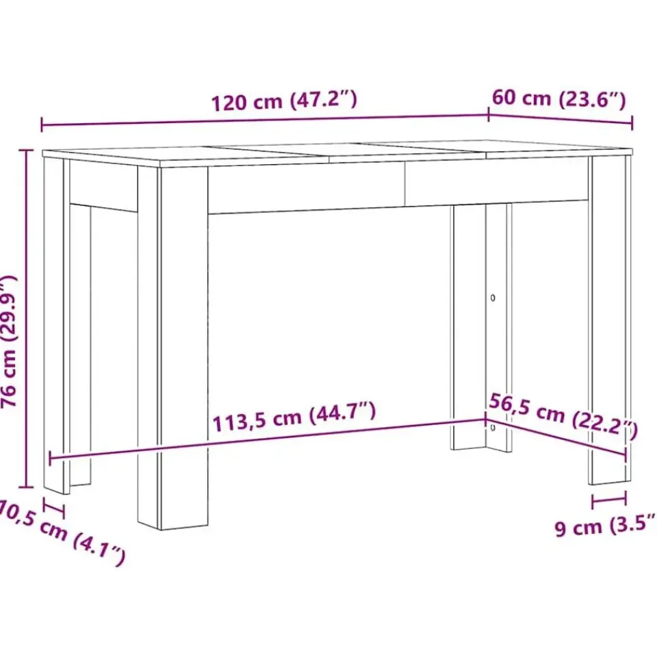 vidaXL Eettafel - Rechthoekige tafel - Artisanaal eiken - Hout - 120x60 cm