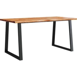vidaXL Eettafel - Rechthoekige tafel - Massief acaciahout en staal - 160x80 cm Sale