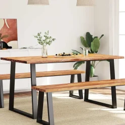 vidaXL Eettafel - Rechthoekige tafel - Massief acaciahout en staal - 160x80 cm Sale