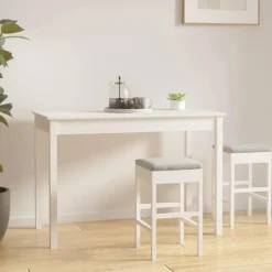 vidaXL Eettafel - Rechthoekige tafel - Wit - Massief grenenhout - 110x55 cm Clearance