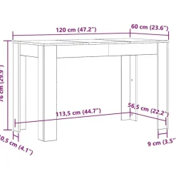 vidaXL Eettafel - Rechthoekige tafel - Zwart eiken - Bewerkt hout - 120x60x76 cm Outlet