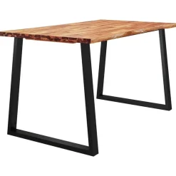 vidaXL Eettafel - Rechthoekige tafel - Massief acaciahout en staal - 140x80 cm Discount