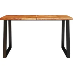 vidaXL Eettafel - Rechthoekige tafel - Massief acaciahout en staal - 140x80 cm Discount
