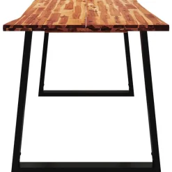 vidaXL Eettafel - Rechthoekige tafel - Massief acaciahout en staal - 140x80 cm Discount