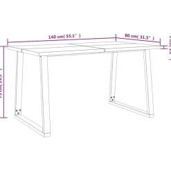 vidaXL Eettafel - Rechthoekige tafel - Massief acaciahout en staal - 140x80 cm Discount