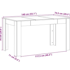 vidaXL Eettafel - Rechthoekige tafel - Oud hout - Bewerkt hout - 140x74.5x76 cm Discount