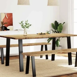 vidaXL Eettafel - Rechthoekige tafel - Massief acaciahout en staal - 150x90 cm Hot