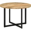 vidaXL Eettafel - Ronde tafel - Bruin&zwart - Massief mangohout&ijzer - Ø110 cm