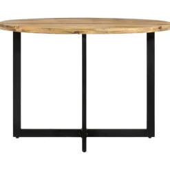vidaXL Eettafel - Ronde tafel - Bruin&zwart - Massief mangohout&ijzer - Ø110 cm
