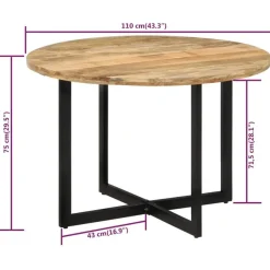 vidaXL Eettafel - Ronde tafel - Bruin&zwart - Massief mangohout&ijzer - Ø110 cm