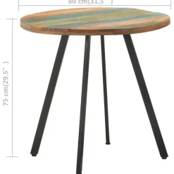 vidaXL Eettafel - Ronde tafel - Massief gerecycled hout en ijzer - Ø80 cm Outlet