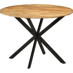 vidaXL Eettafel - Ronde tafel - Massief mangohout en staal - Ø110 cm Online