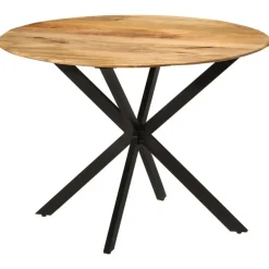 vidaXL Eettafel - Ronde tafel - Massief mangohout en staal - Ø110 cm Online