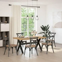 vidaXL Eettafel NOAIN met X-poten - Naturel - Massief grenenhout - 160x90 cm Best