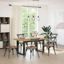 vidaXL Eettafel NOAIN met U-poten - Naturel - Massief grenenhout - 160x90 cm Outlet