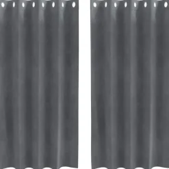 vidaXL Gordijnen met ringen - Lichtgrijs - 140x175 cm - Fluweel - 2 Stuks Clearance