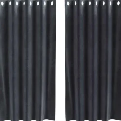 vidaXL Gordijnen met ringen - Donkergrijs - 140x175 cm - Fluweel - 2 Stuks Clearance