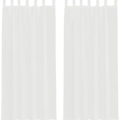 vidaXL Gordijnen van voile met lussen - Wit - 140x245 cm - Stof - 2 Stuks Online